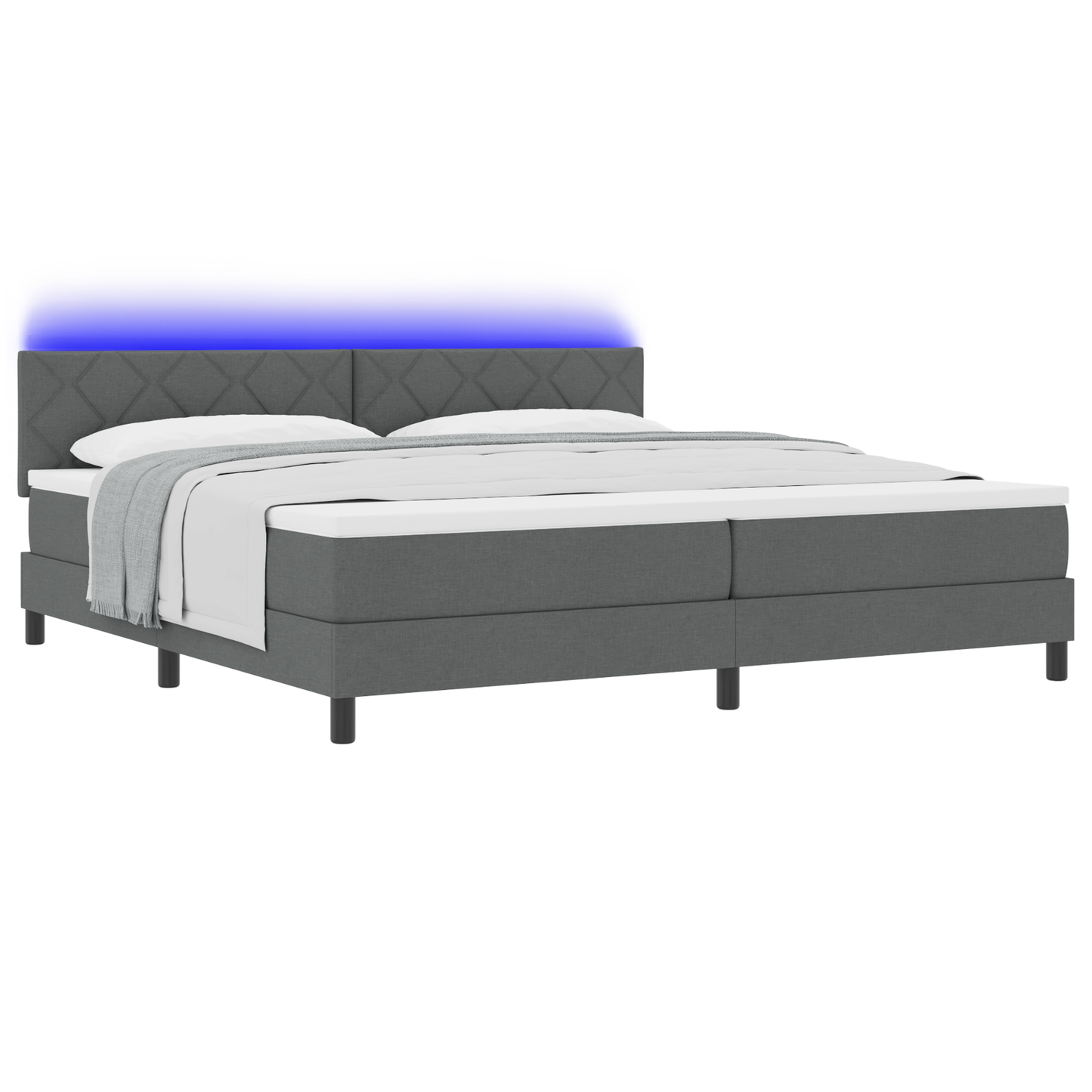 Boxspringbed met Matras & LED Donkergrijs 200x200 cm Stof