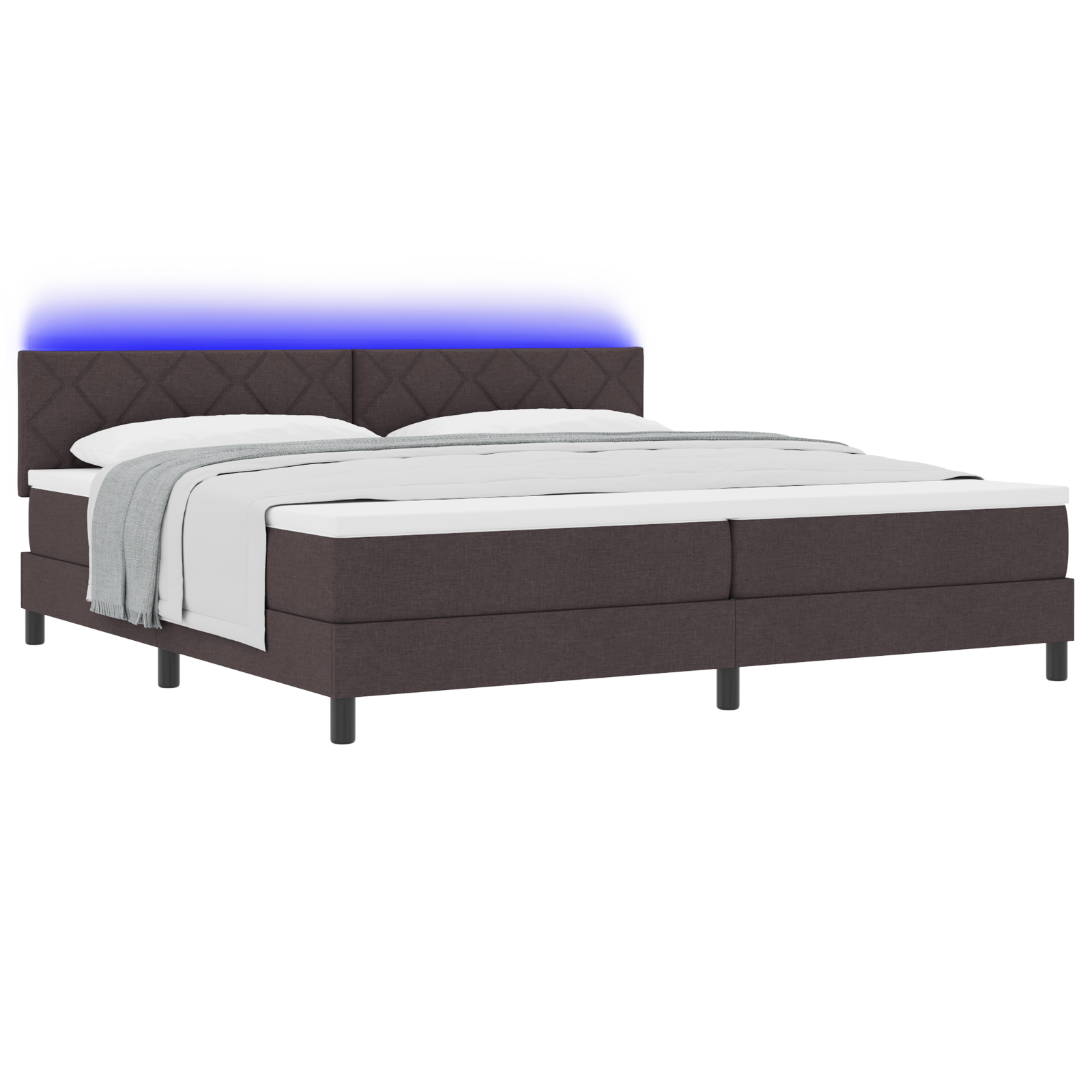 Boxspring Bed met Matras & LED Donker Bruin 200x200 cm Stof