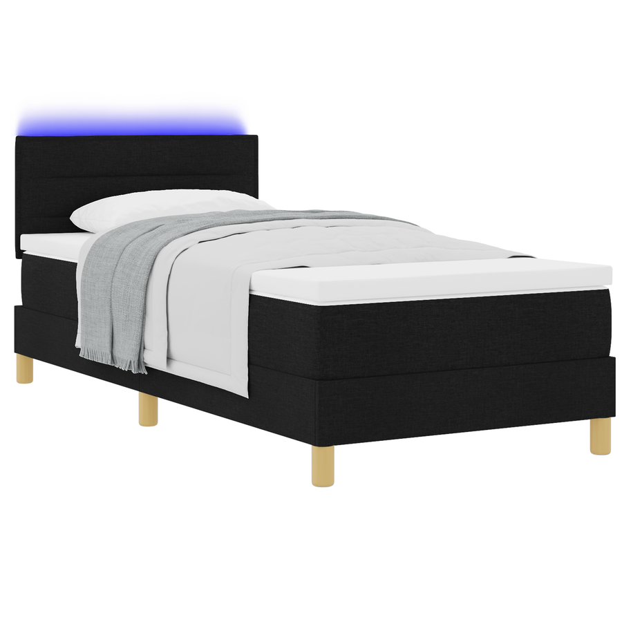 Boxspring Bed met Matras & LED Zwart 80x200 cm Stof