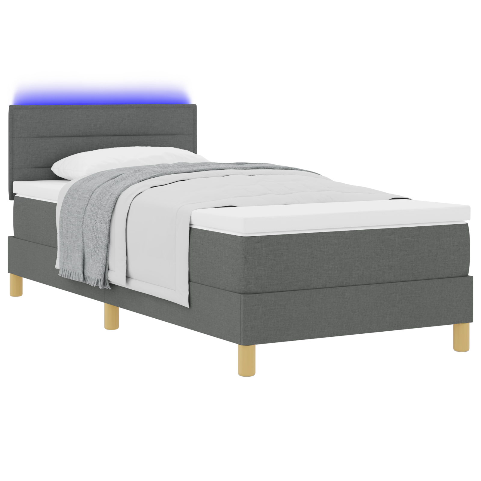 Boxspring Bed met Matras & LED Donkergrijs 90x190 cm Stof