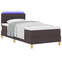 Boxspringbed met matras en LED stof donkerbruin 90x200 cm