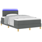 LED Box Spring Bed with Mattress Dark Grey 120 x 200 cm Fabric