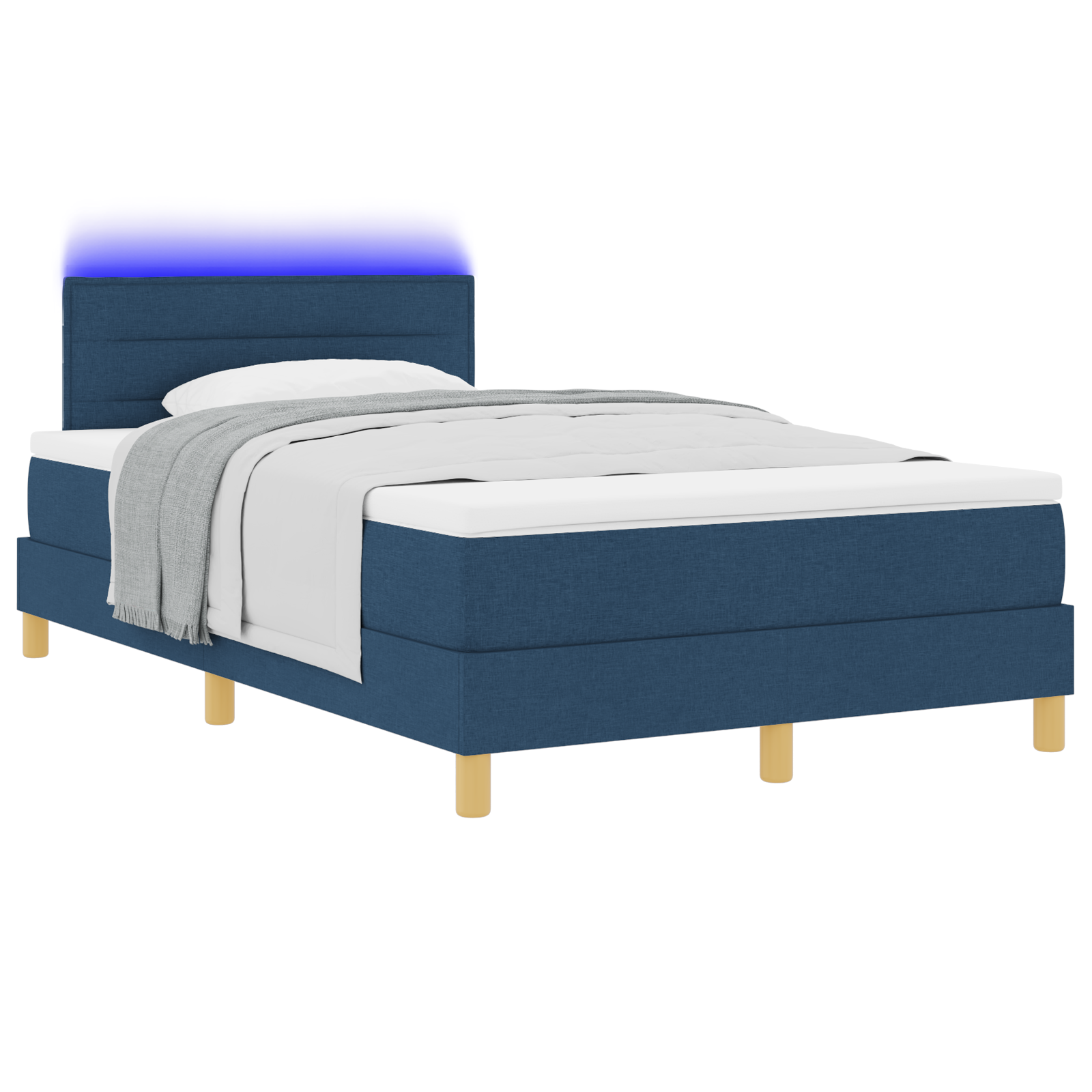 Boxspringbed met matras en LED stof blauw 120x200 cm