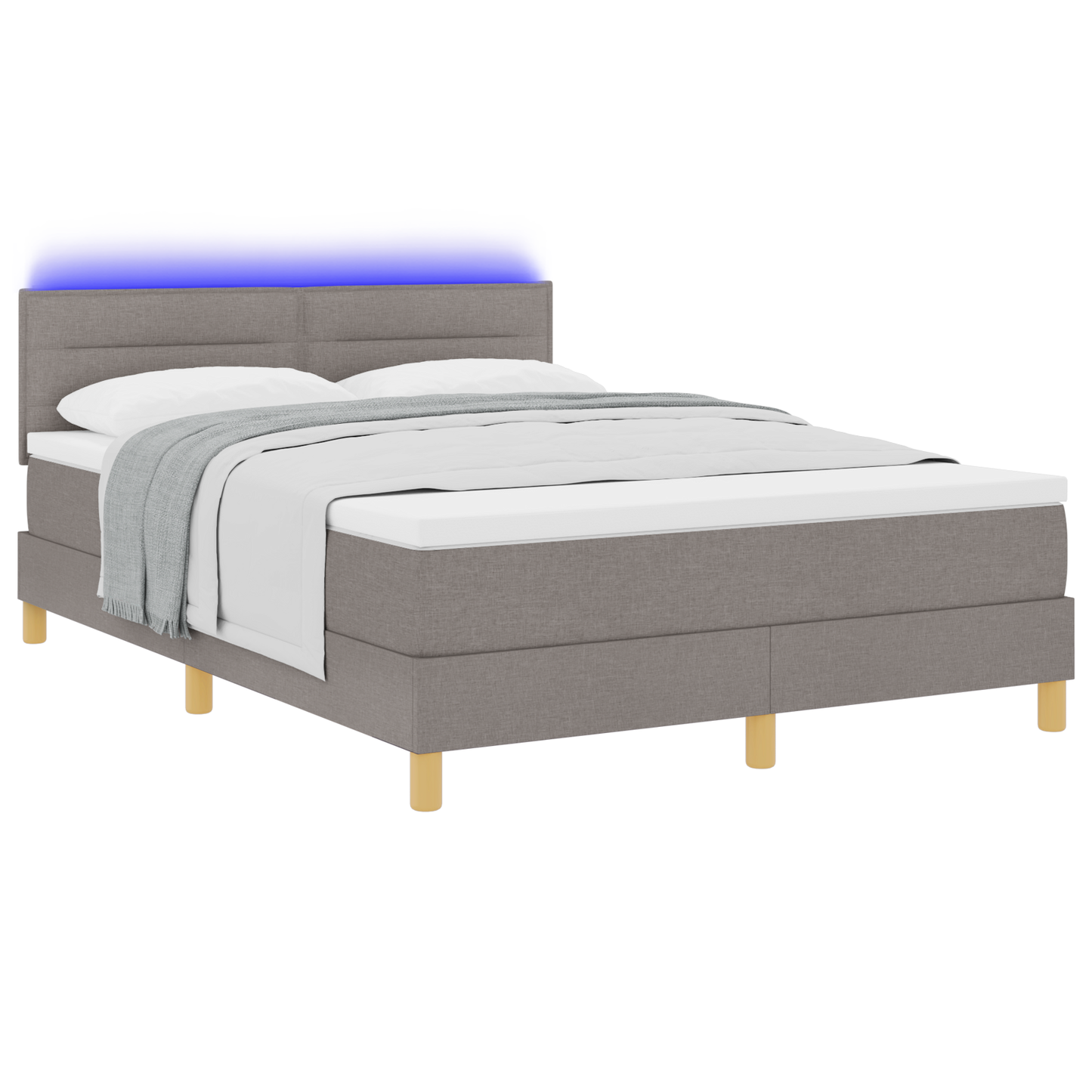 Boxspringbed met matras en LED stof taupe 140x200 cm