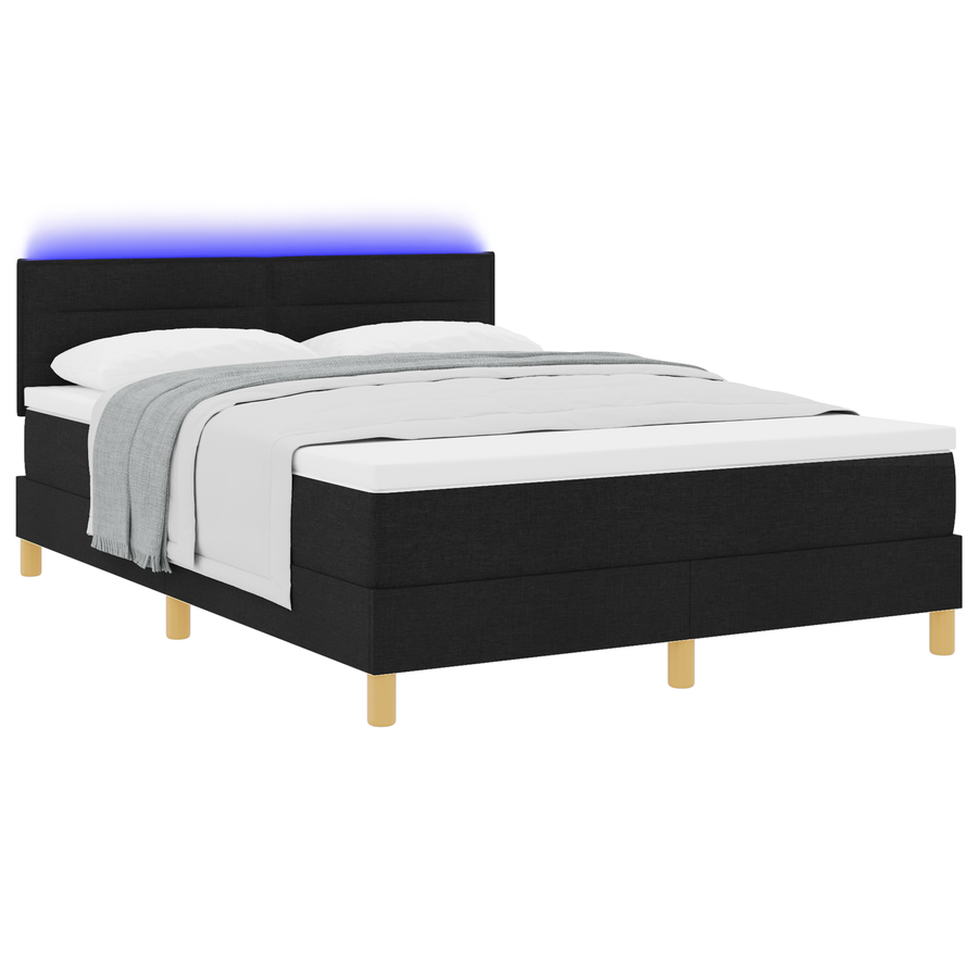 Boxspringbed met matras en LED stof zwart 160x200 cm