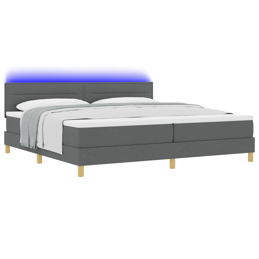 Boxspringbed met matras en LED stof donkergrijs 200x200 cm