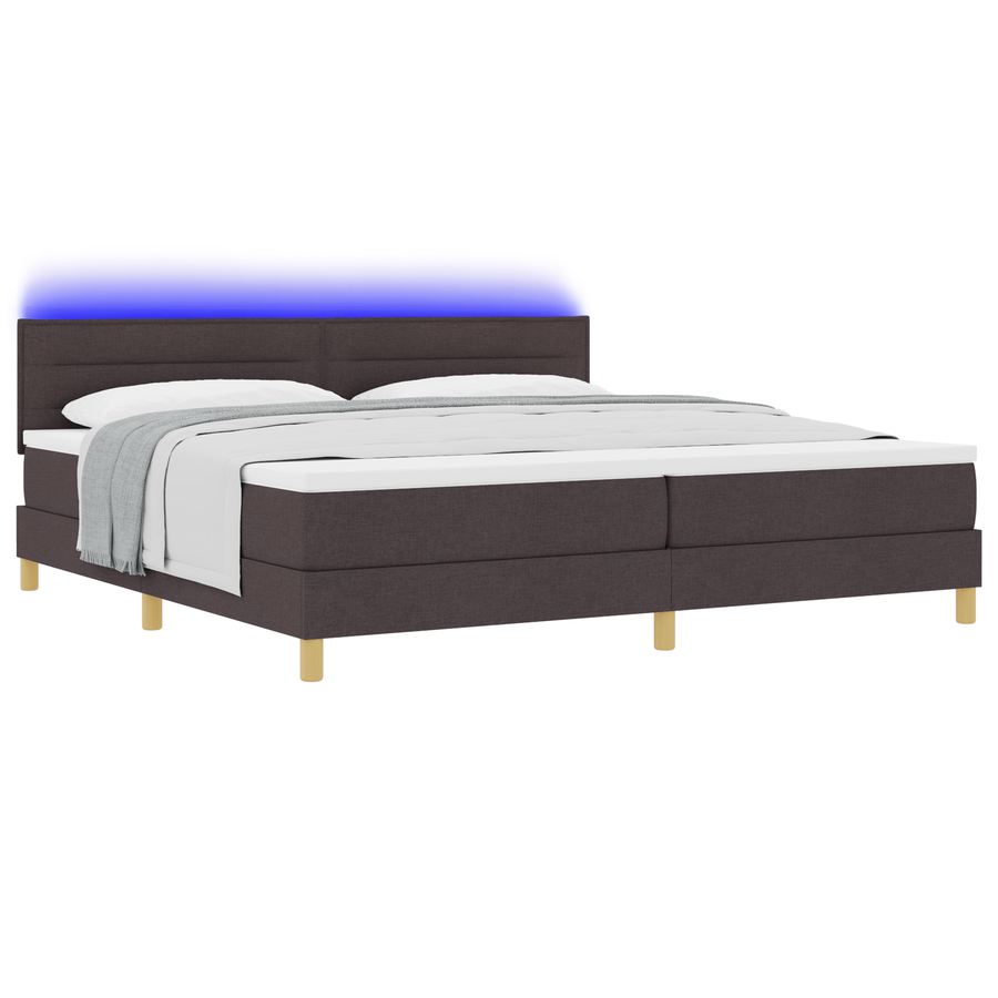 Boxspringbed met matras en LED stof donkerbruin 200x200 cm