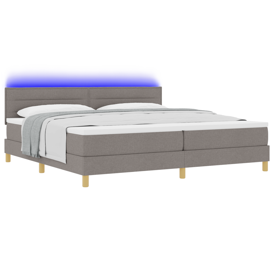 Boxspringbed met matras en LED stof taupe 200x200 cm