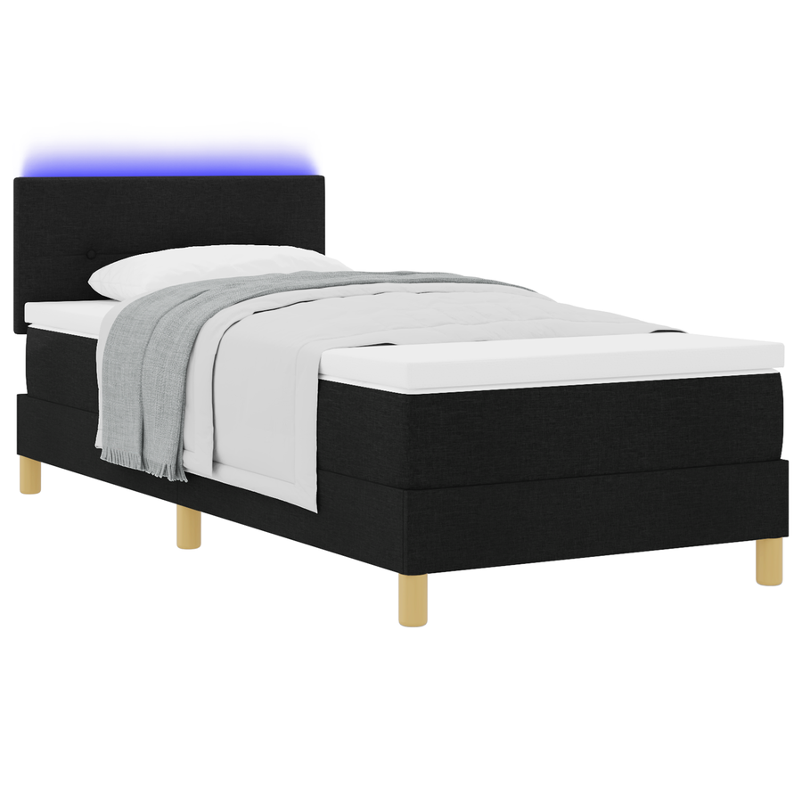 Boxspringbed met Matras & LED Zwart 80x200 cm Stof