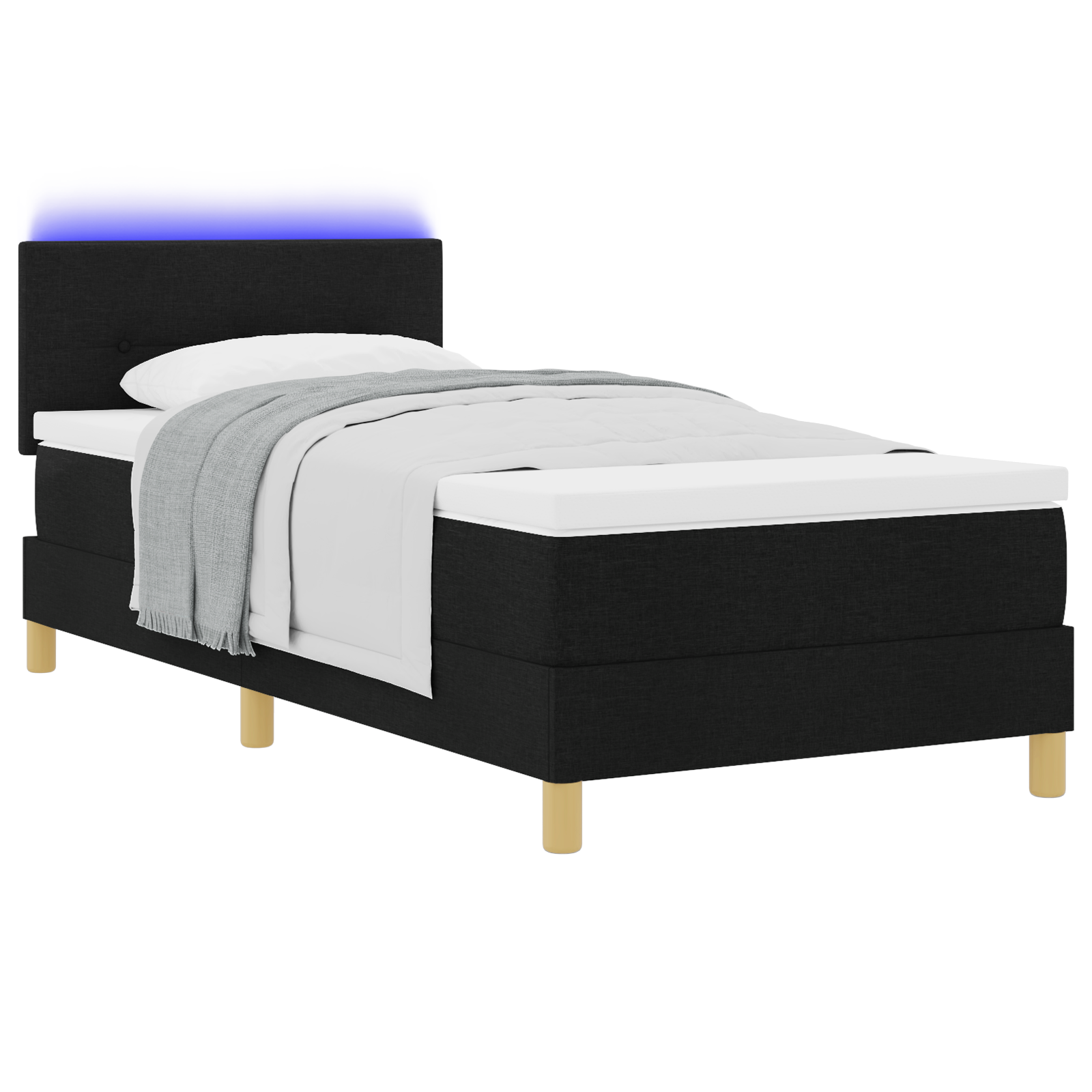 Boxspringbed met matras en LED stof zwart 90x190 cm
