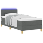 LED Box Spring Bed with mattress Dark Grey 90 x 200 cm Fabric