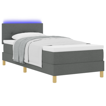 Boxspringbed met matras en LED stof donkergrijs 90x200 cm