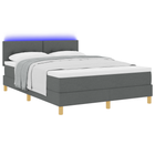 LED Box Spring Bed with Mattress Dark Grey 140 x 200 cm Fabric