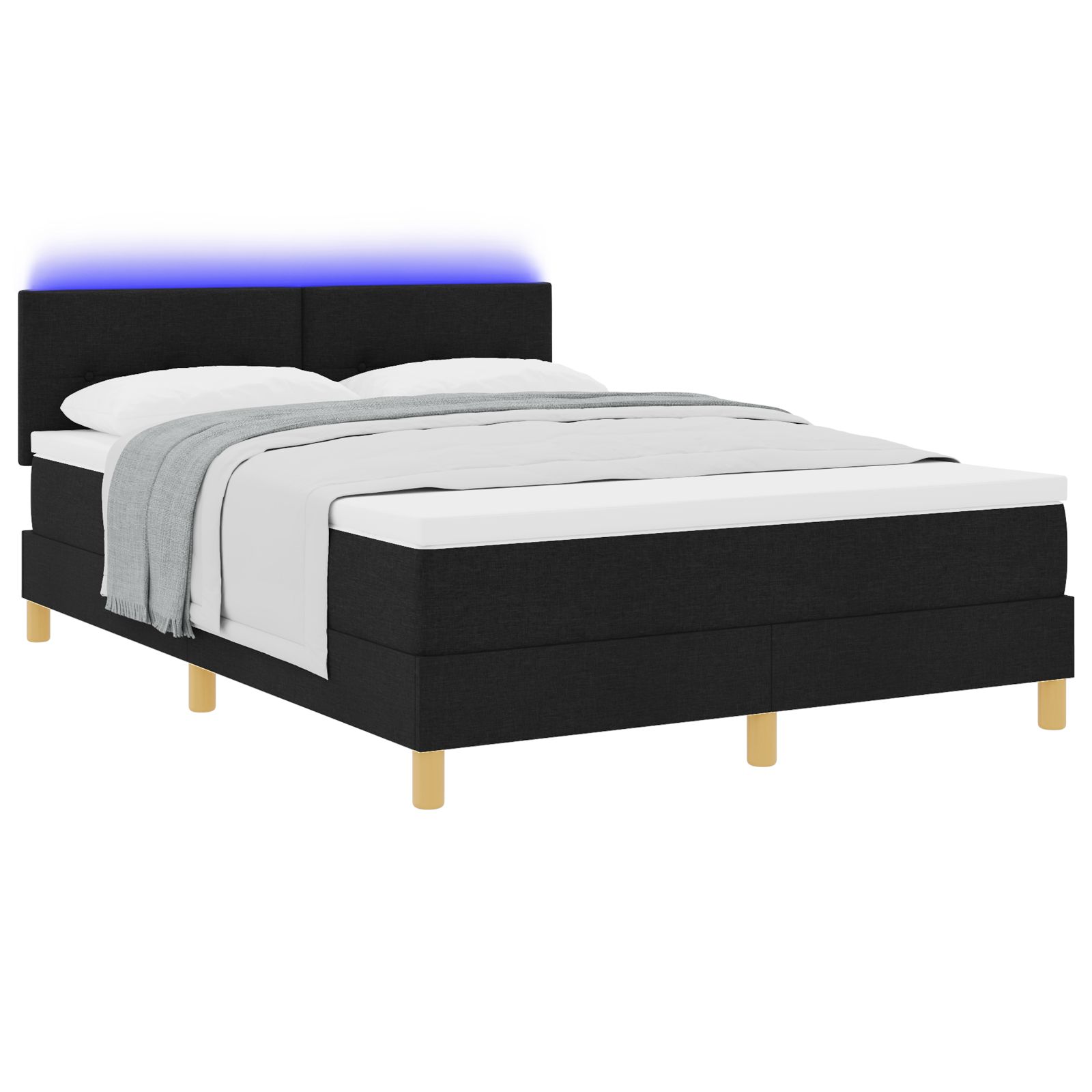 Boxspringbed met matras en LED stof zwart 160x200 cm