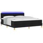 LED Box Spring Bed with Mattress with LED Black 180 x 200 cm Fabric