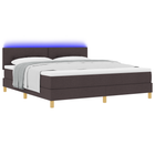 LED Box Spring Bed with Mattress Dark Brown 180 x 200 cm Fabric