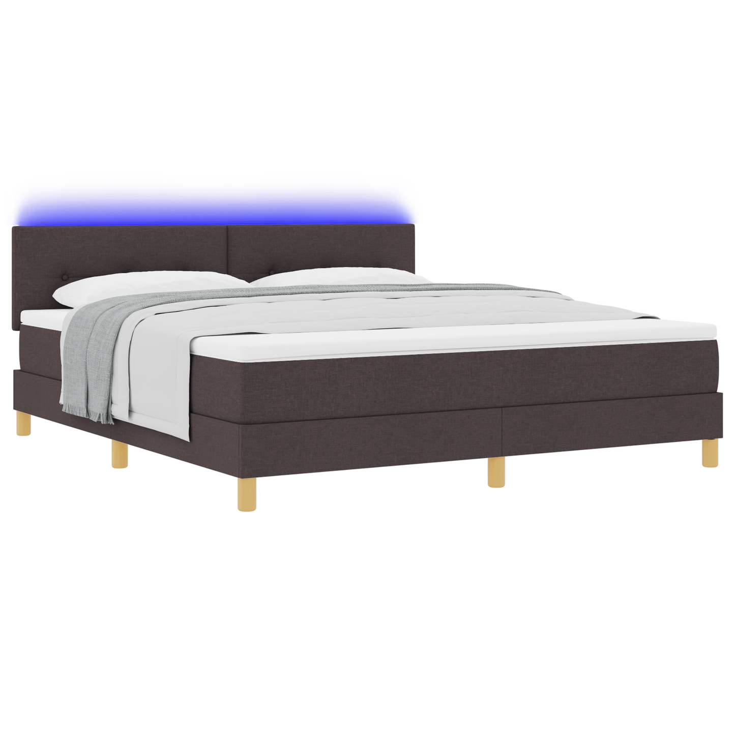 Boxspringbed met matras en LED stof donkerbruin 180x200 cm