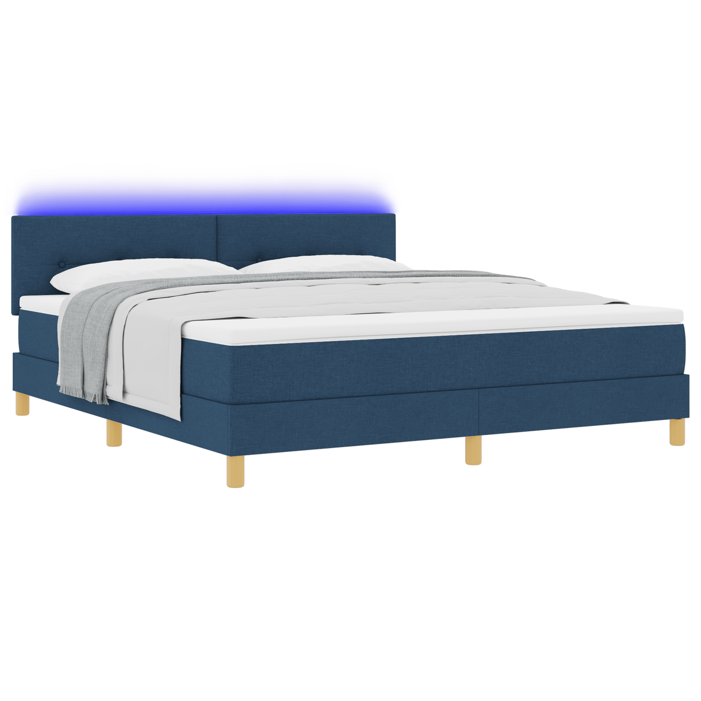 Boxspring Bed met Matras & LED Blauw 180x200 cm Stof