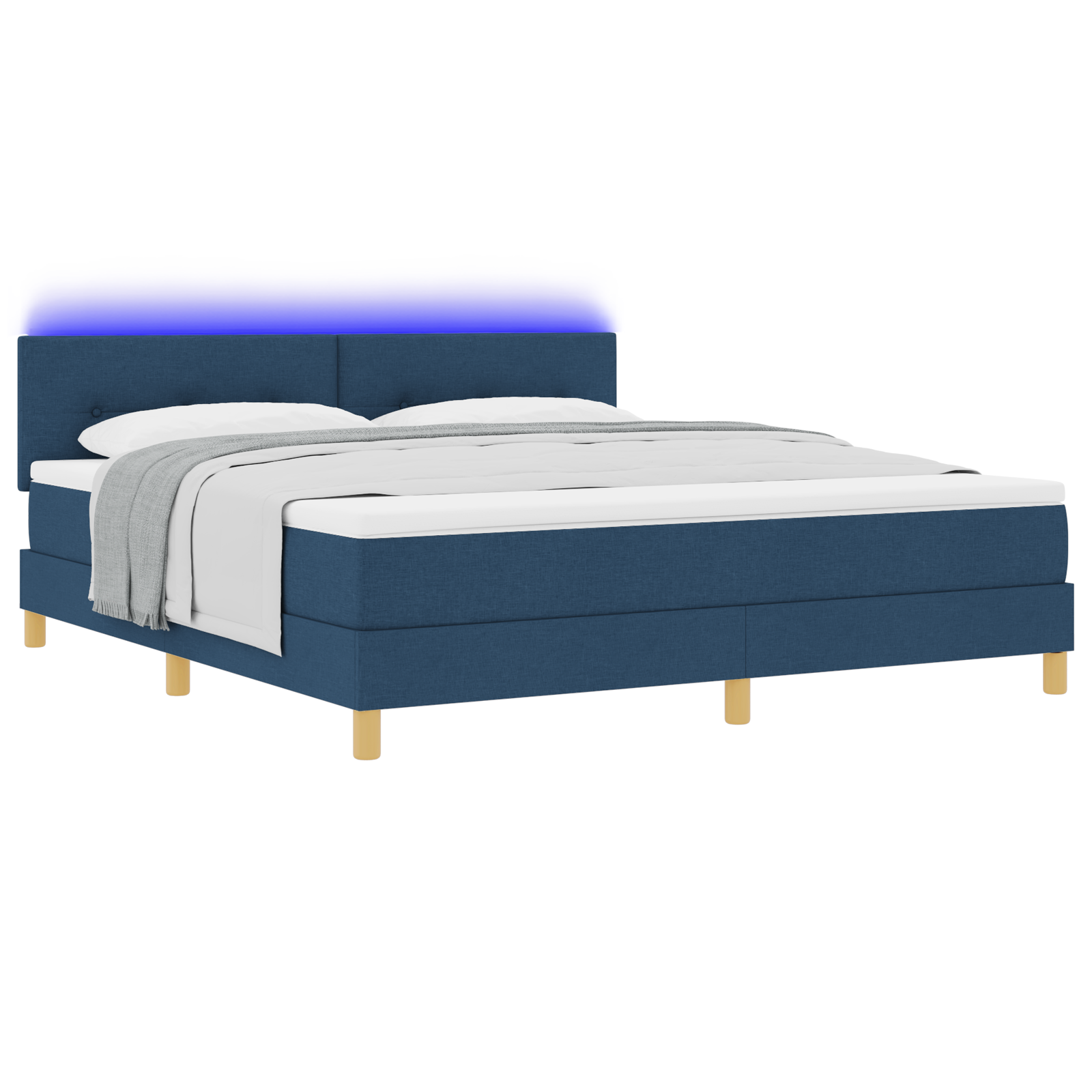 Boxspring Bed met Matras & LED Blauw 180x200 cm Stof