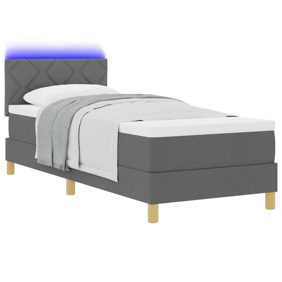 Boxspring Bed met Matras & LED Donkergrijs 80x200 cm Stof