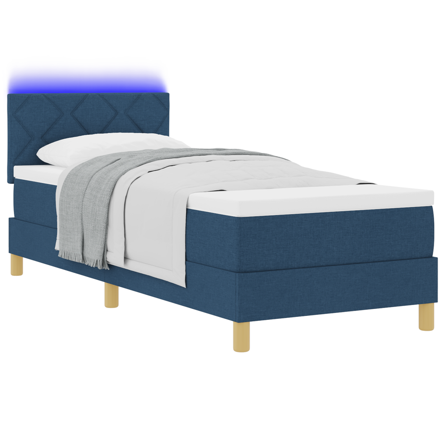 Boxspringbed met Matras & LED Blauw 80x200 cm Stof