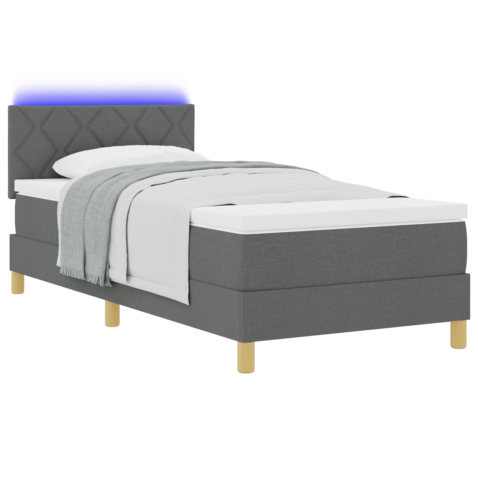 Boxspring Bed met Matras & LED Donkergrijs 90x190 cm Stof