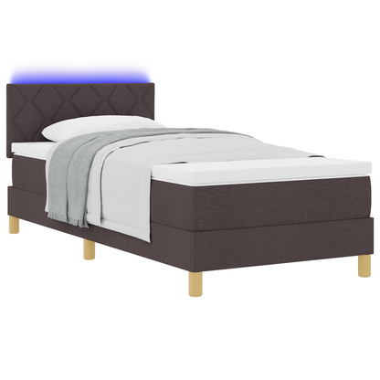 Boxspringbed met Matras & LED Donkerbruin 90x190 cm Stof