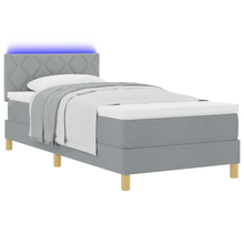 Boxspringbed met matras en LED Lichtgrijs 90x200 cm Stof