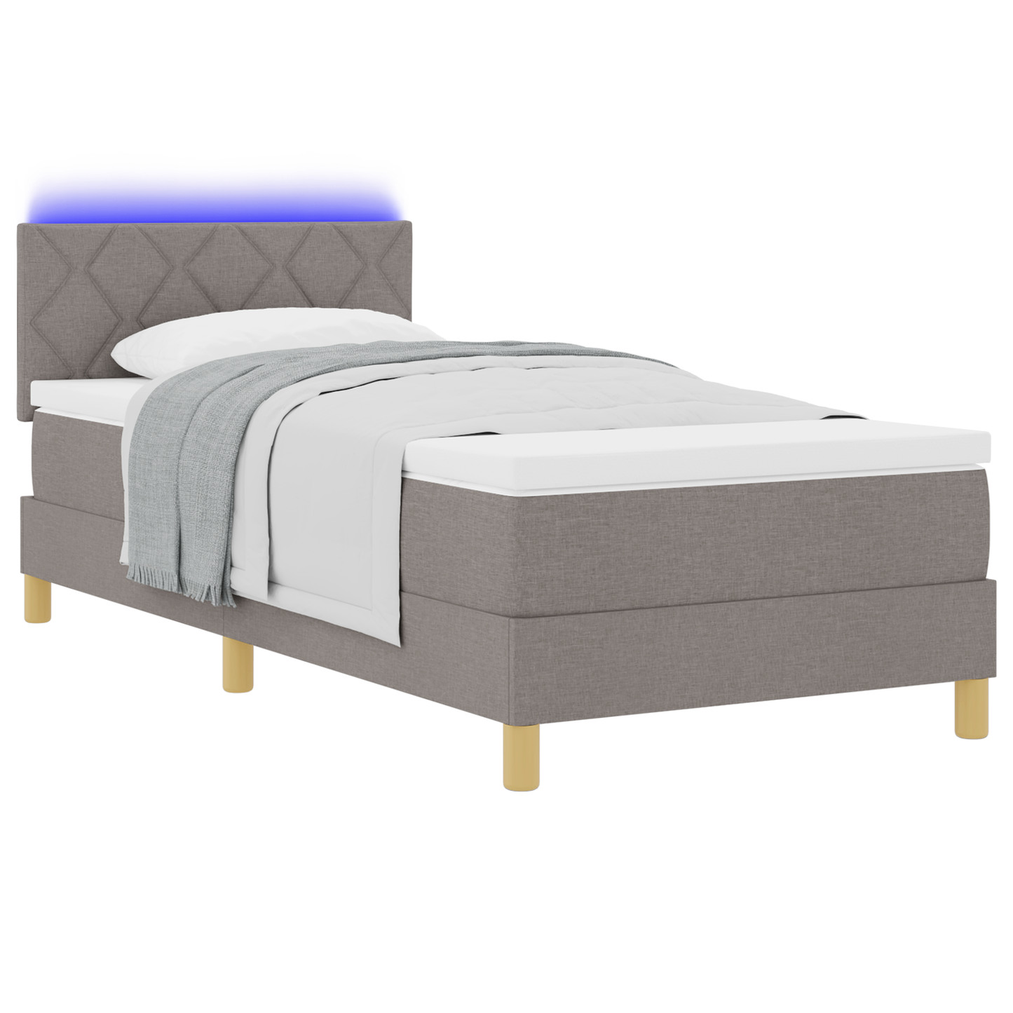 Boxspringbed met Matras & LED Taupe 90x200 cm Stof