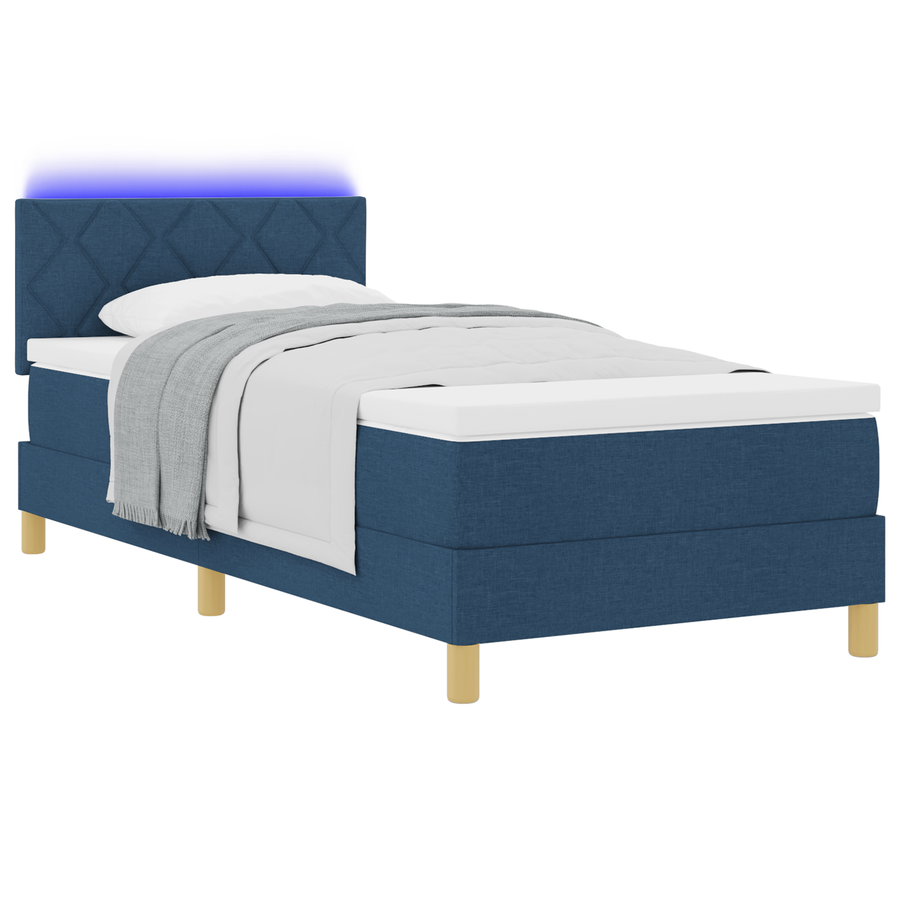 Boxspring Bed met Matras & LED Blauw 100x200 cm Stof