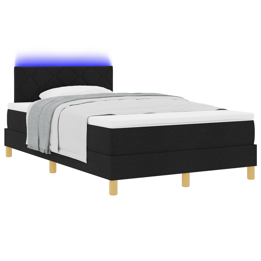Boxspring Bed met Matras & LED Zwart 120x190 cm Stof