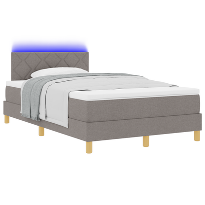 Box Spring Bed met Matras & LED Taupe 120x200 cm Stof