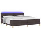 Boxspringbed 200x200 cm donkerbruin stof met LED