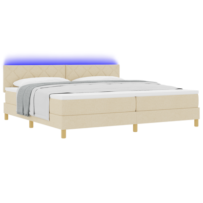 Boxspringbed met Matras & LED Crème 200x200 cm Stof