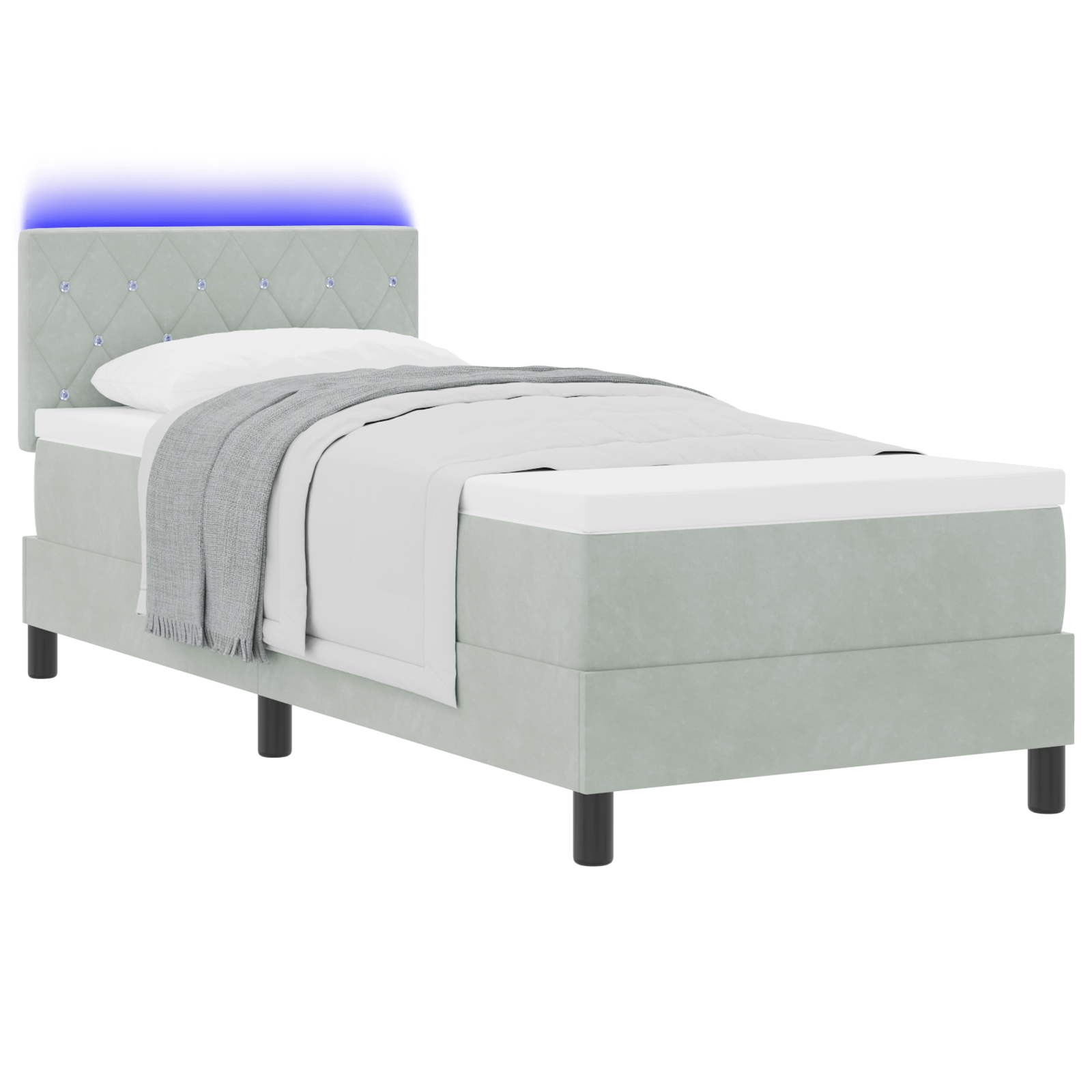 Boxspringbed met matras en LED fluweel lichtgrijs 80x200 cm