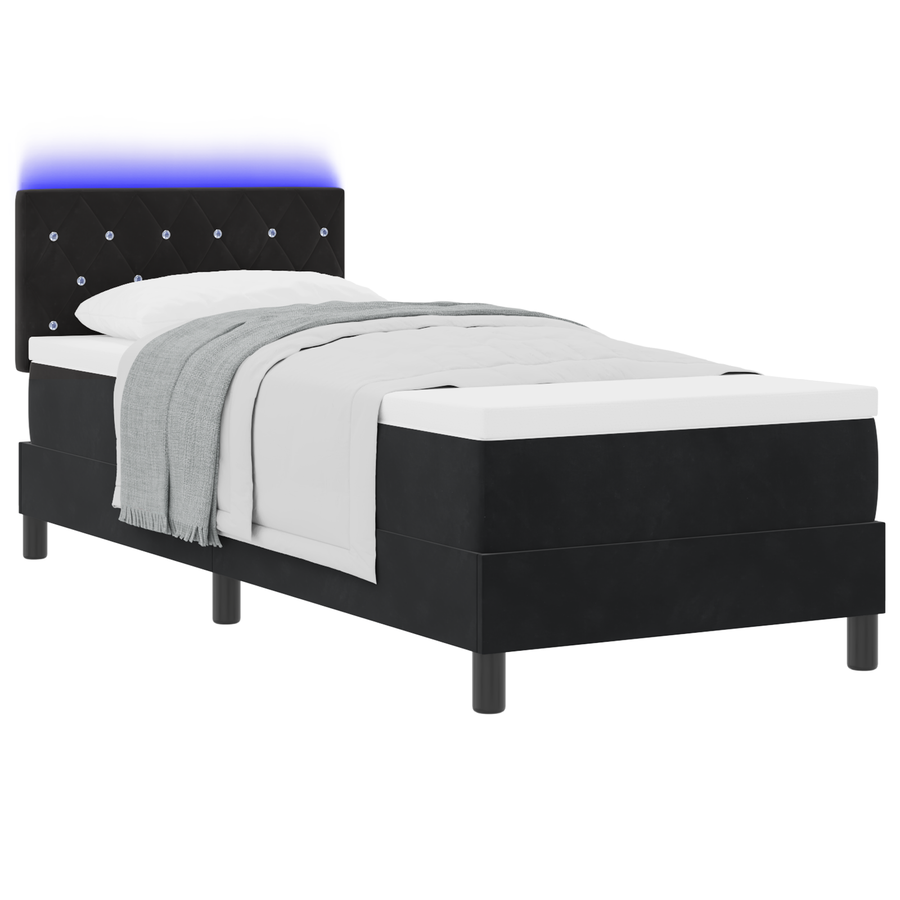 Boxspringbed met matras en LED fluweel zwart 80x200 cm
