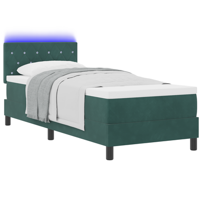 Boxspringbed met matras en LED fluweel donkergroen 80x200 cm