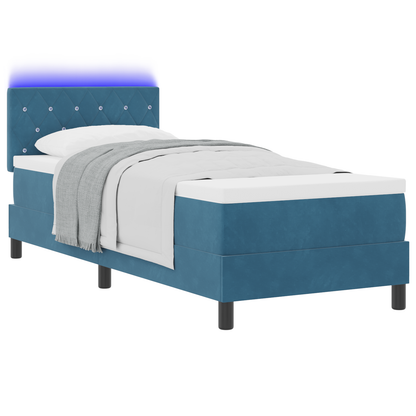 Boxspringbed met matras en LED fluweel donkerblauw 80x200 cm