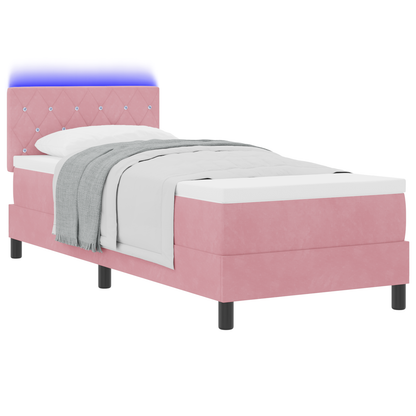 Boxspringbed met matras en LED fluweel roze 80x200 cm