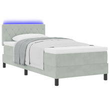 Boxspringbed met matras en LED fluweel lichtgrijs 90x200 cm