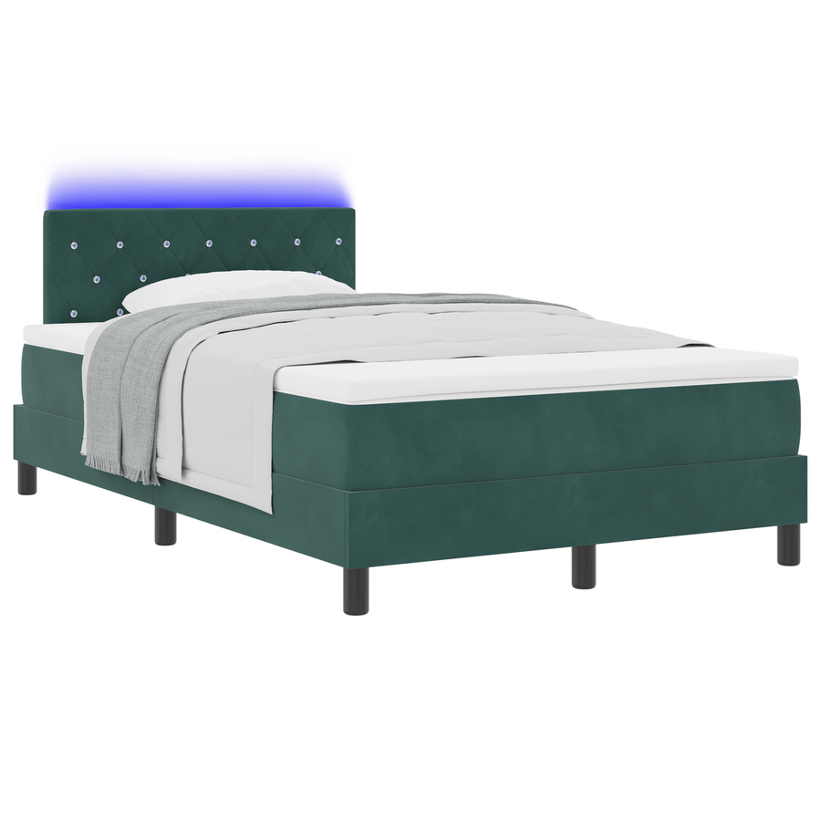 Boxspring Bed met Matras & LED Donkergroen 120x190 cm Velours
