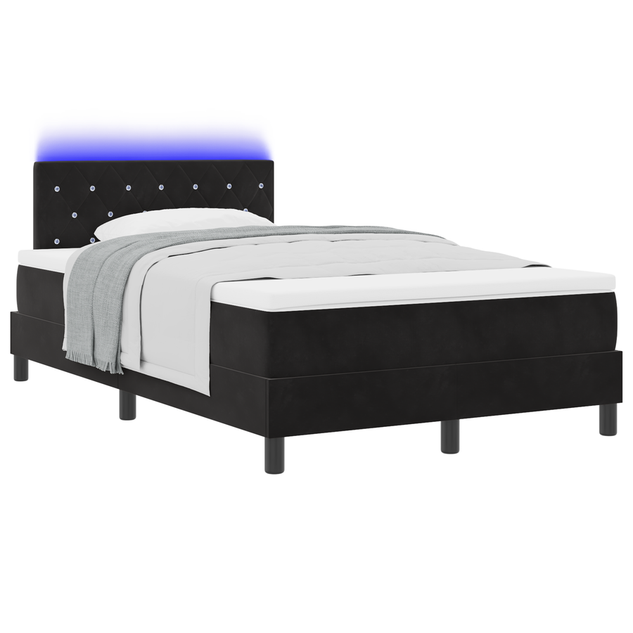 Boxspringbed met matras en LED fluweel zwart 120x200 cm