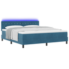 LED Box Spring Bed with Mattress Dark Blue 180 x 200 cm Velvet