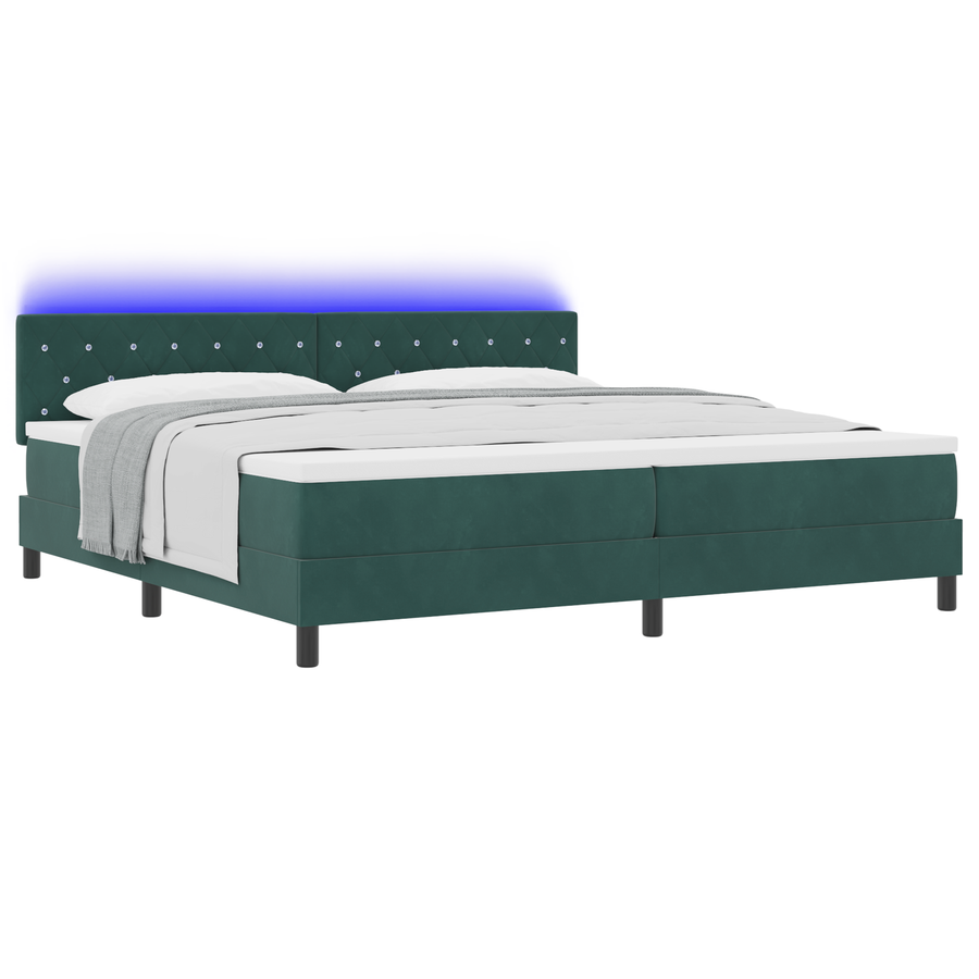 Boxspringbed met matras en LED fluweel donkergroen 200x200 cm