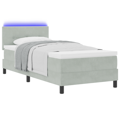 Boxspringbed met matras en LED fluweel lichtgrijs 90x200 cm