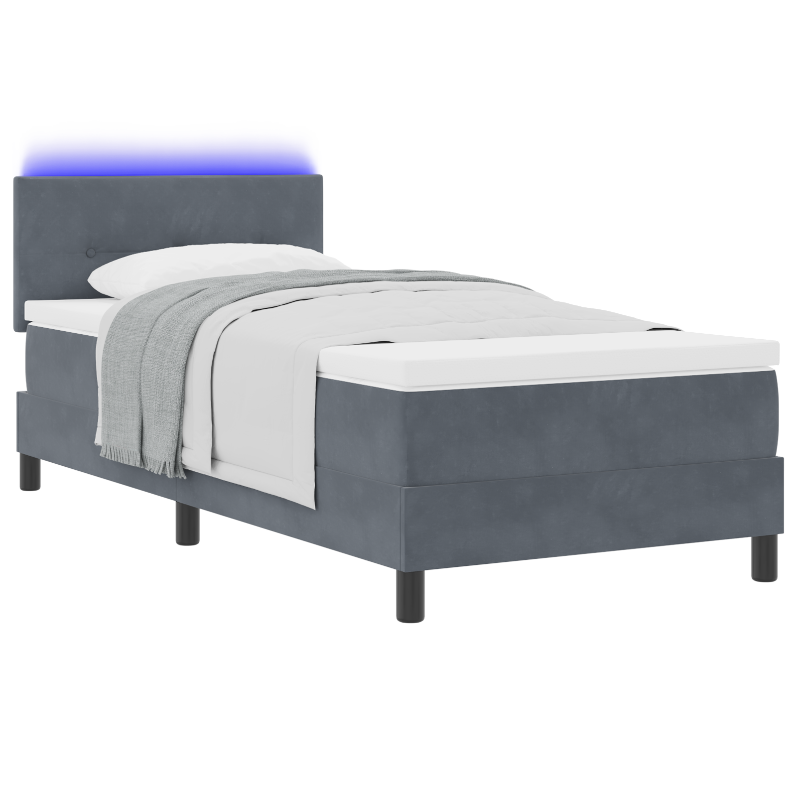 Boxspringbed met matras en LED fluweel donkergrijs 90x200 cm