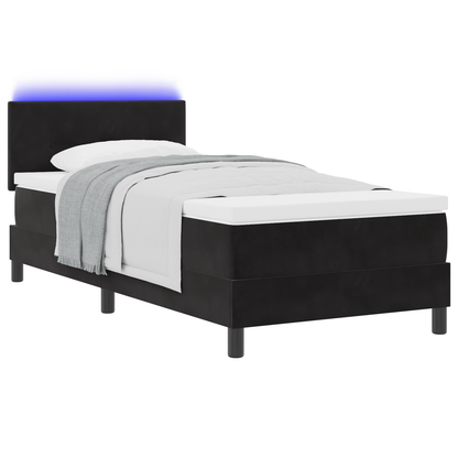 Boxspringbed met matras en LED fluweel zwart 90x200 cm
