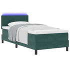 LED Box Spring Bed with mattress Dark Green 100 x 200 cm Velvet