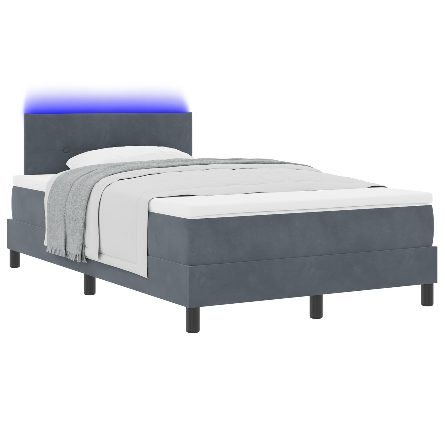 Boxspring Bed met Matras & LED Donkergrijs 120x190 cm Fluweel