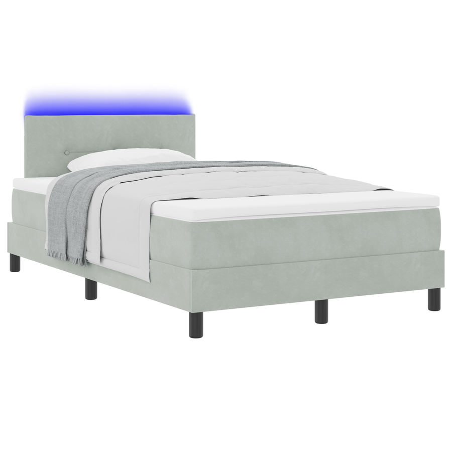 Boxspringbed met matras en LED fluweel lichtgrijs 120x200 cm
